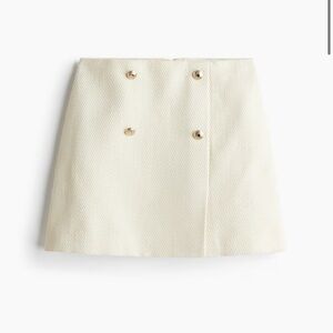 H&M Cream Mini Skirt with Gold Buttons